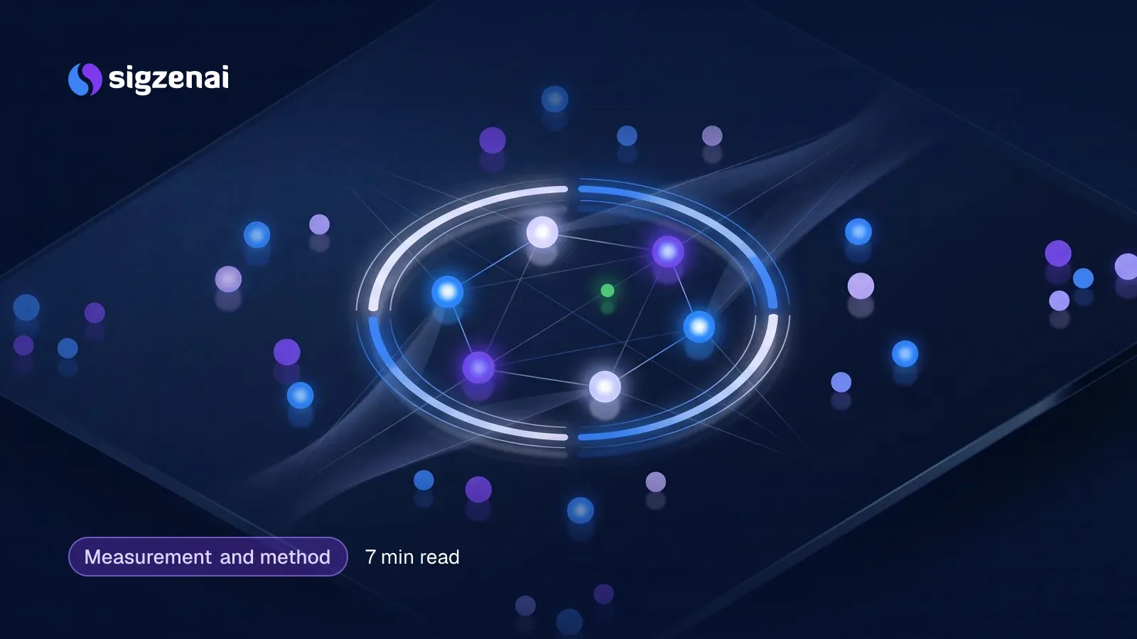 Measurement and method, 7 min read — A ring of light on a dark glass surface encircles six bright spheres, with dimmer spheres scattered outside it.