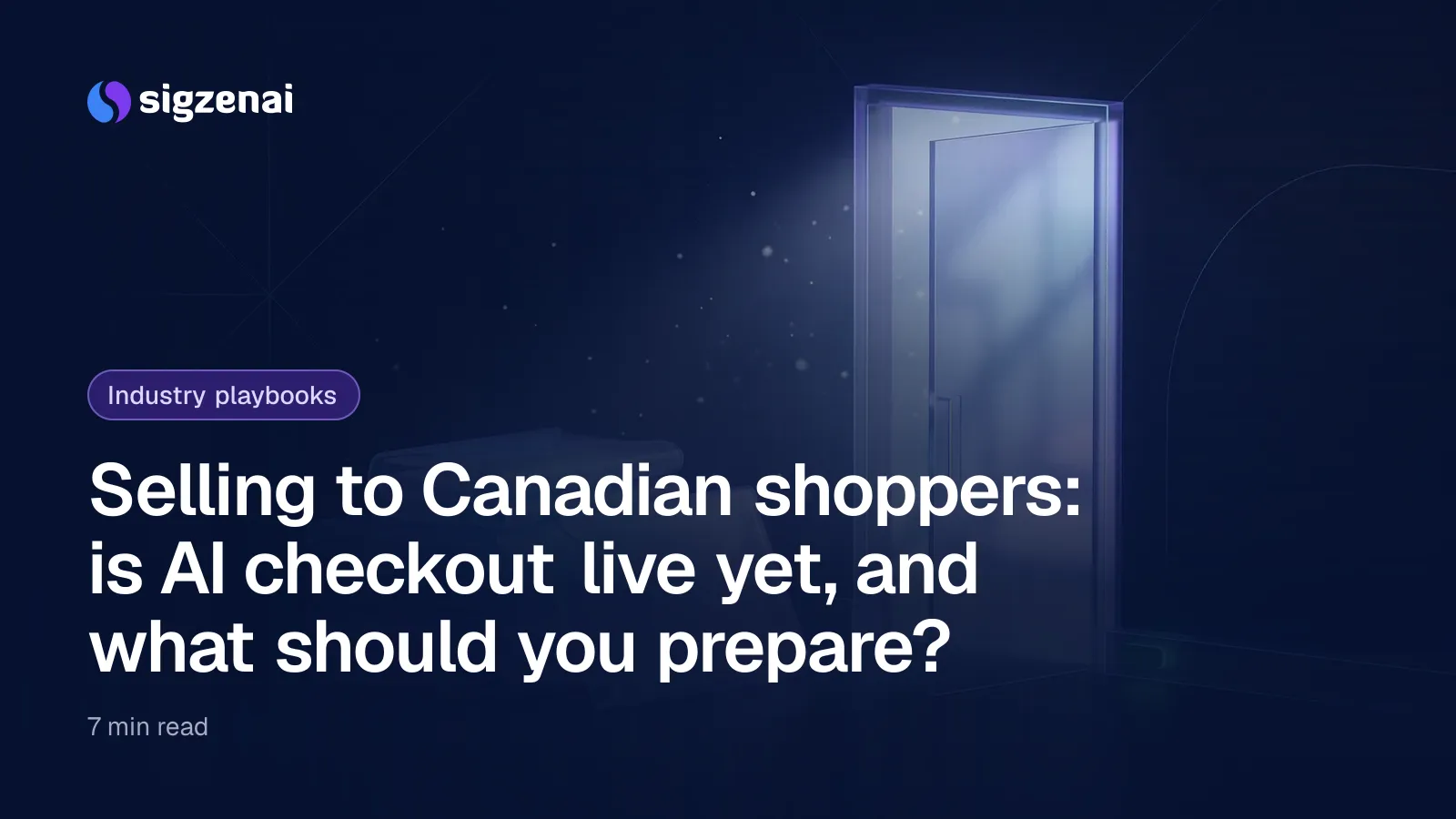 Selling to Canadian shoppers: is AI checkout live yet, and what should you prepare? — Frosted glass parcels stacked beside an open glass doorway, with cool light and drifting particles spilling through.