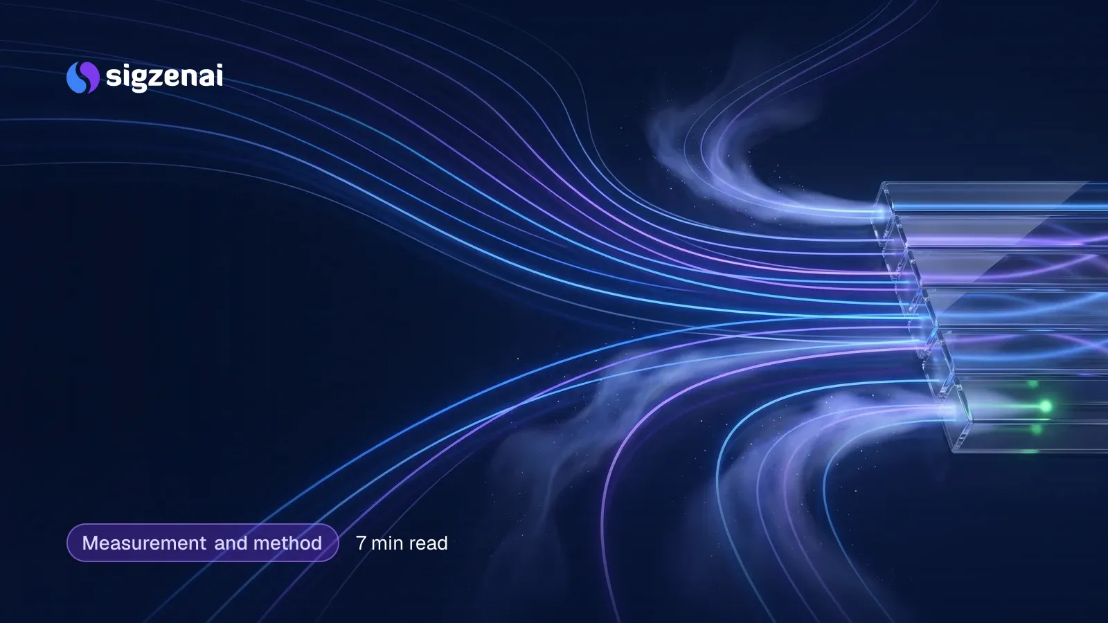 Measurement and method, 7 min read — Thin streams of blue and violet light flowing into a row of glass channels, with a few streams fading into mist before they arrive.