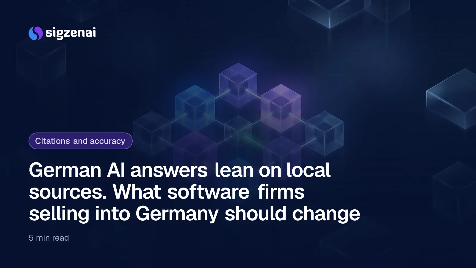 German AI answers lean on local sources. What software firms selling into Germany should change — A cluster of brightly lit glass blocks linked by short threads of light, with larger blocks dim in the distance.