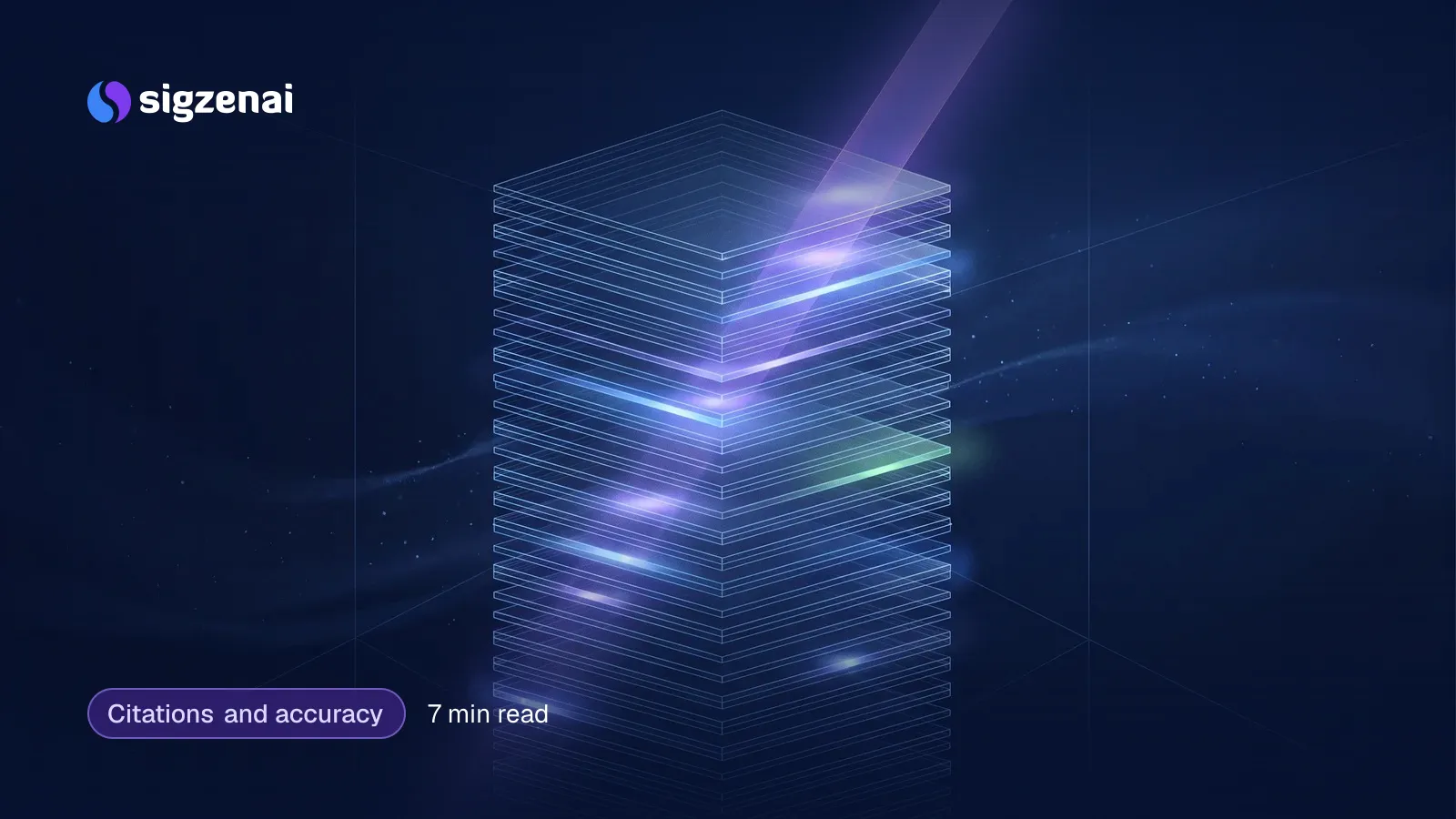 Citations and accuracy, 7 min read — A beam of violet light passes down through a stack of glass panes and lights panes at many different heights, not only the top ones.
