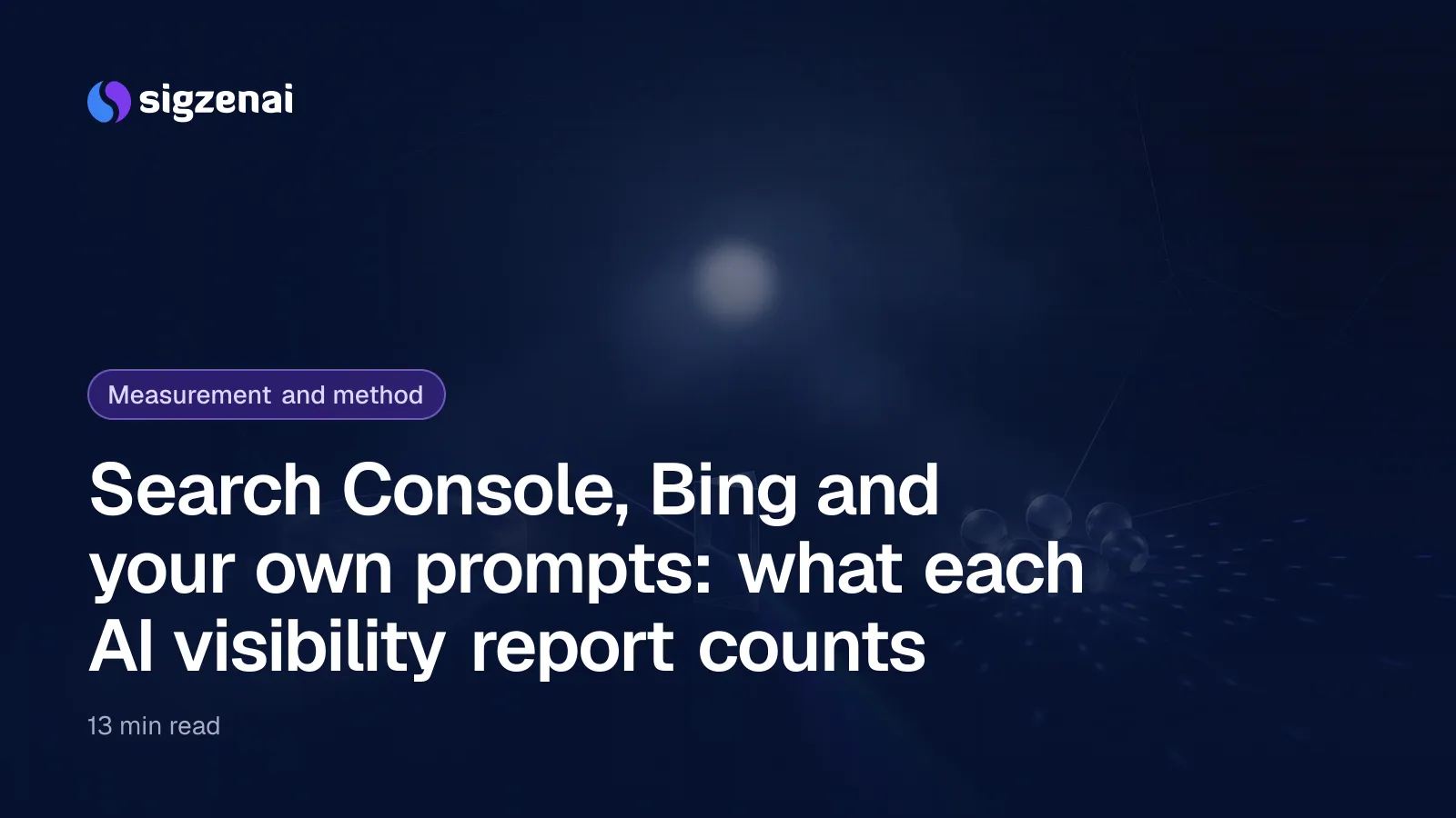 Search Console, Bing and your own prompts: what each AI visibility report counts — Three glass instruments, a wide lens, a prism and a cluster of small lenses, each projecting the same distant light differently onto a dark floor.