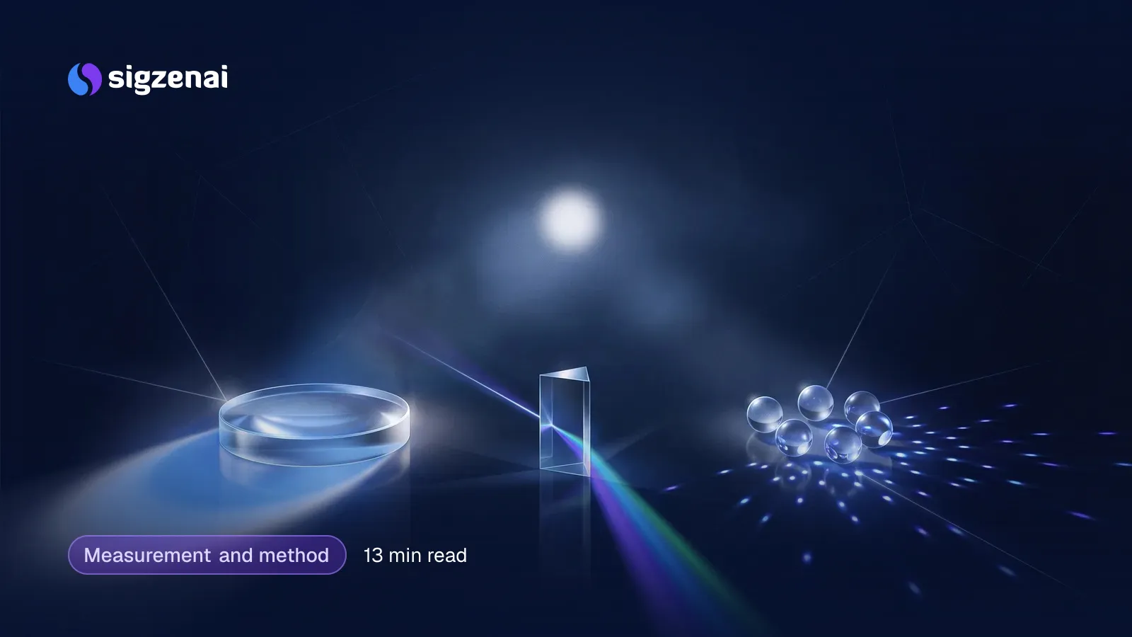 Measurement and method, 13 min read — Three glass instruments, a wide lens, a prism and a cluster of small lenses, each projecting the same distant light differently onto a dark floor.